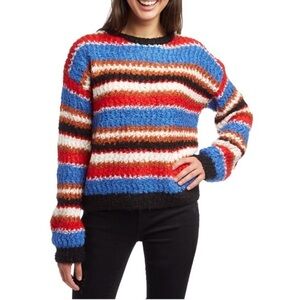 Lost & Wander Stretchy Chunky Knit Crew Neck Striped Sweater Womens M/L